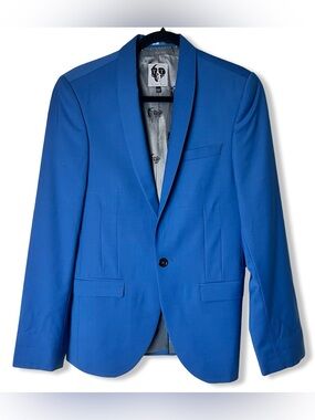 Twisted Tailor Ellroy French Blue Skinny Fit Shawl Lapel Suit Jacket Mens Sz 38R